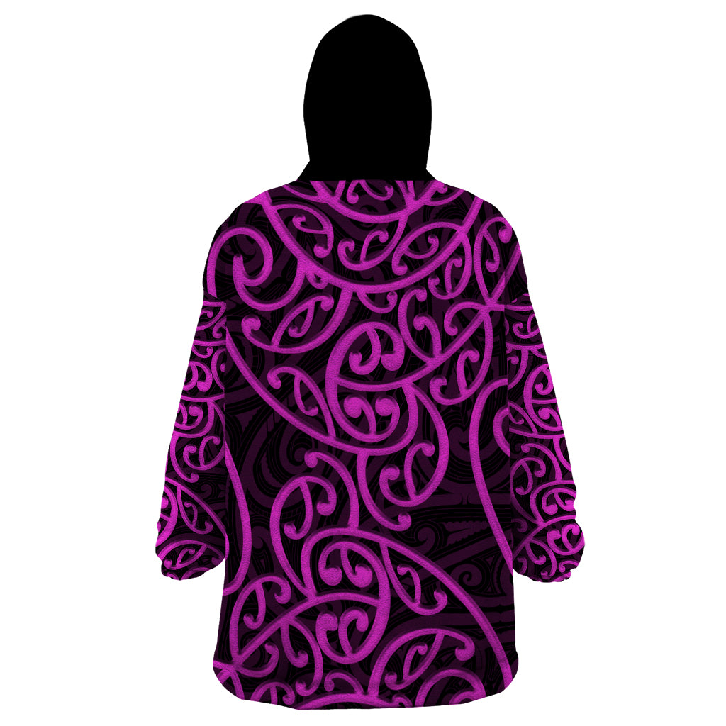 New Zealand Wearable Blanket Hoodie Maori Pattern Purple LT6 - Polynesian Pride