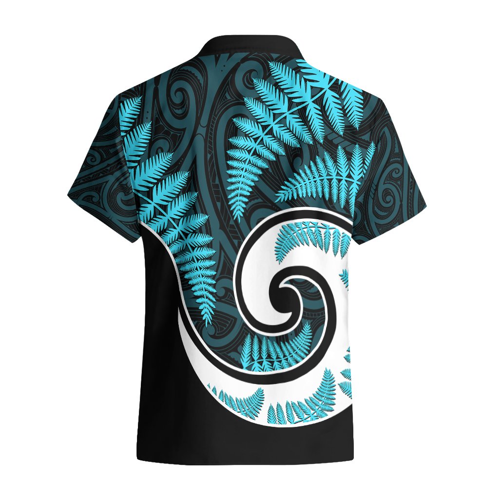 New Zealand Hawaiian Shirt Maori With Silver Fern Light Blue LT6 - Polynesian Pride