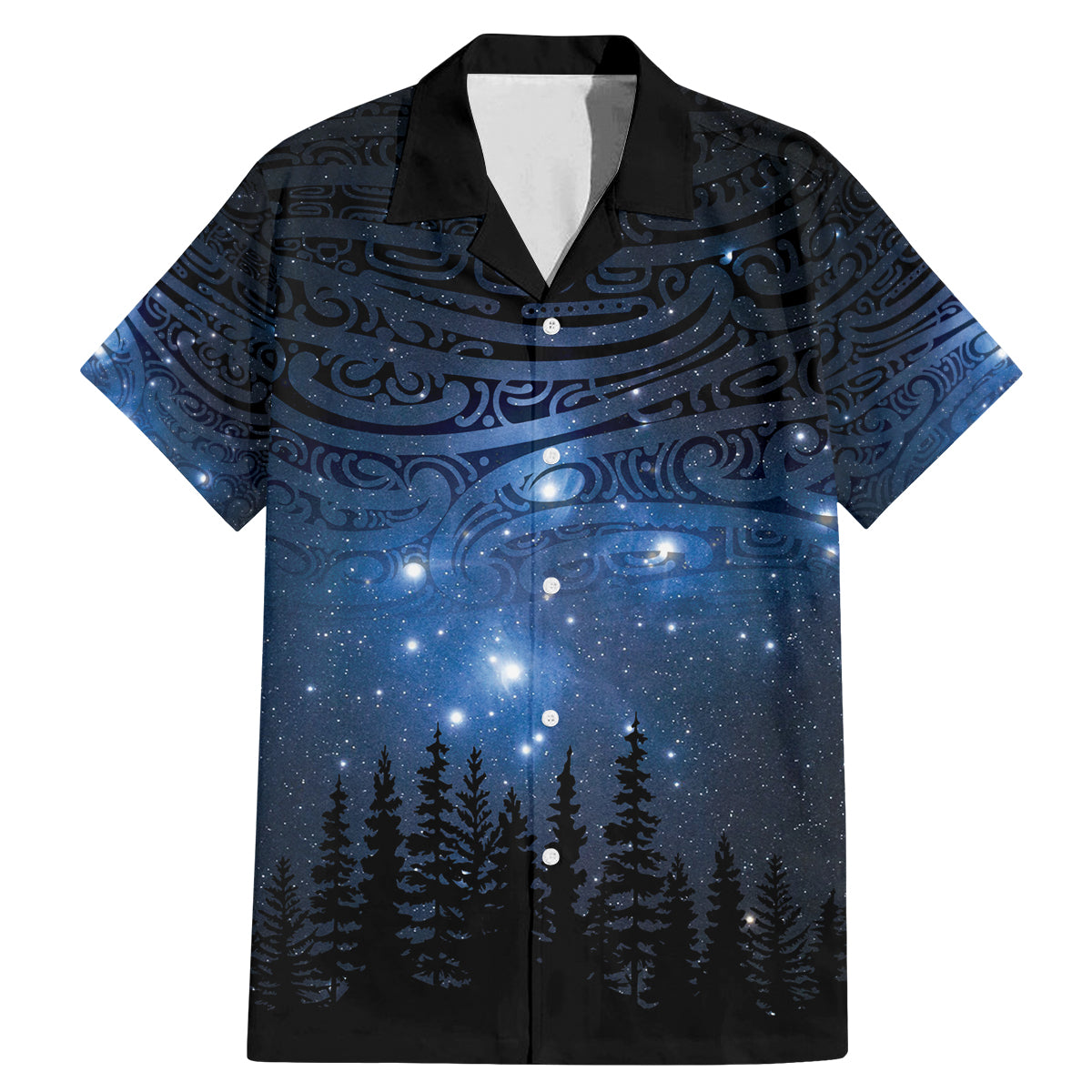 Matariki Te Tau Hou Māori Family Matching Mermaid Dress and Hawaiian Shirt New Zealand Starry Sky LT7 Dad's Shirt - Short Sleeve Galaxy - Polynesian Pride