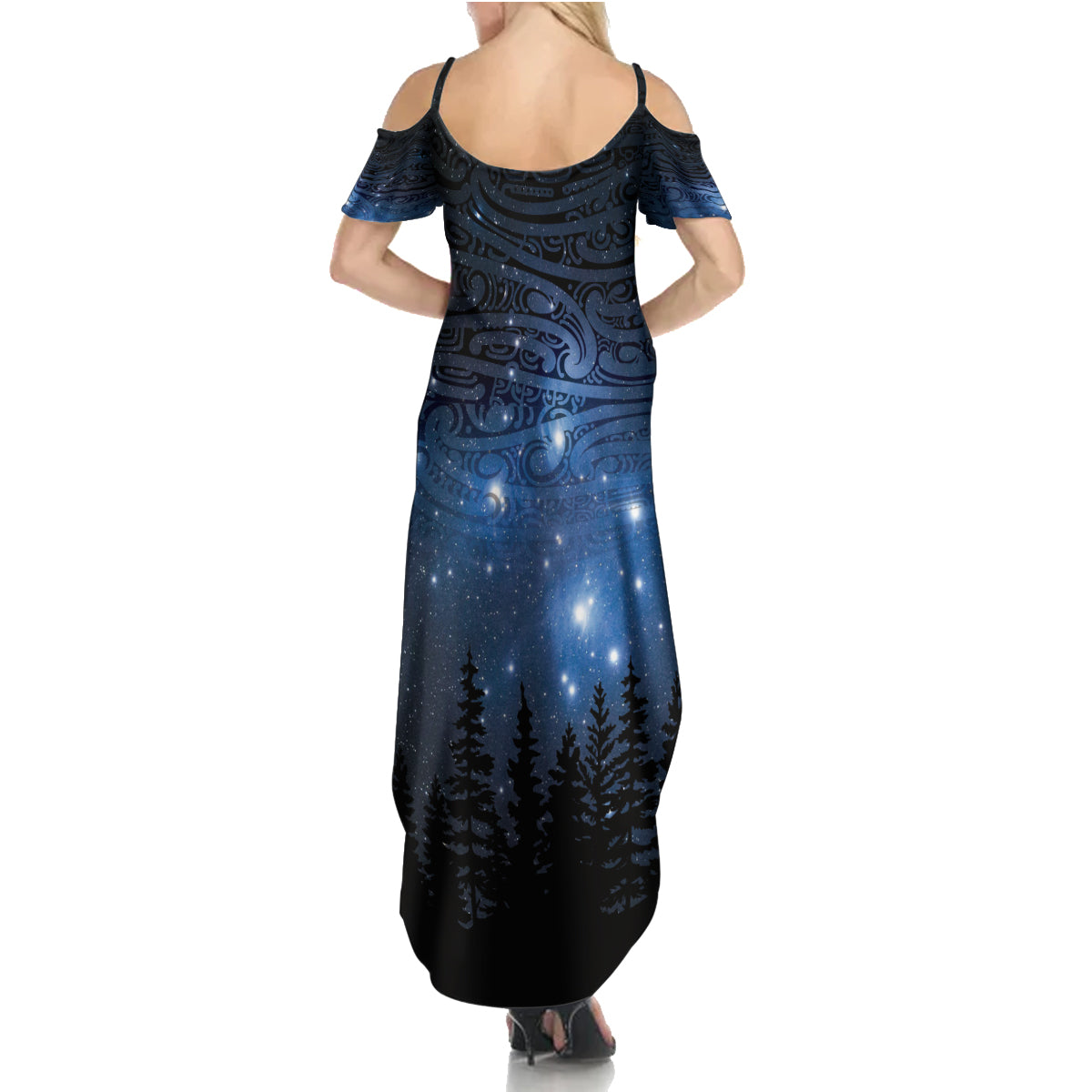 Matariki Te Tau Hou Māori Family Matching Summer Maxi Dress and Hawaiian Shirt New Zealand Starry Sky LT7 - Polynesian Pride