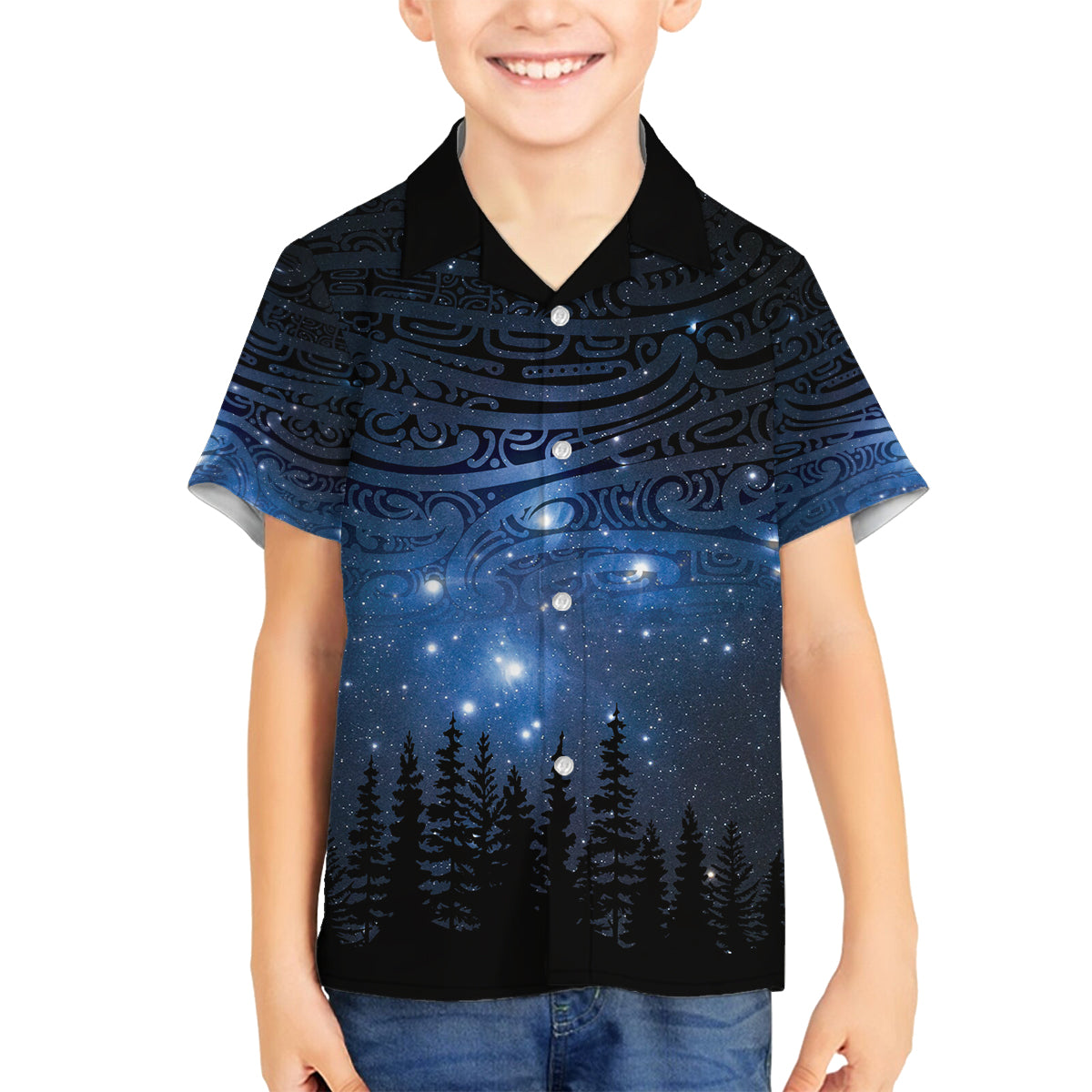 Matariki Te Tau Hou Māori Family Matching Summer Maxi Dress and Hawaiian Shirt New Zealand Starry Sky LT7 Son's Shirt Galaxy - Polynesian Pride