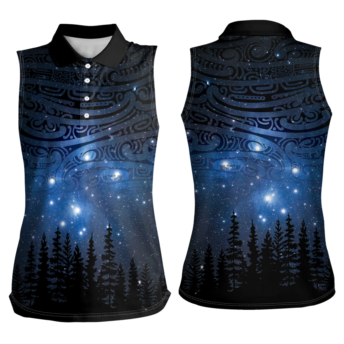 Matariki Te Tau Hou Māori Women Sleeveless Polo Shirt New Zealand Starry Sky LT7 - Polynesian Pride