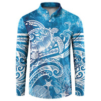 World Ocean Day Polynesian Pattern Button Sweatshirt Crystal Waves