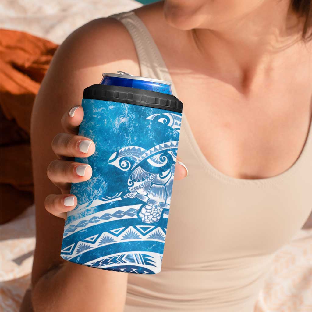 World Ocean Day Polynesian Pattern 4 in 1 Can Cooler Tumbler Crystal Waves