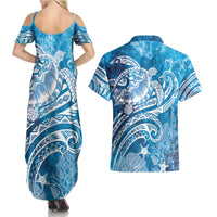 World Ocean Day Polynesian Pattern Couples Matching Summer Maxi Dress and Hawaiian Shirt Crystal Waves LT7 - Polynesian Pride