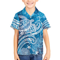 World Ocean Day Polynesian Pattern Family Matching Puletasi and Hawaiian Shirt Crystal Waves