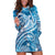 World Ocean Day Polynesian Pattern Hoodie Dress Crystal Waves