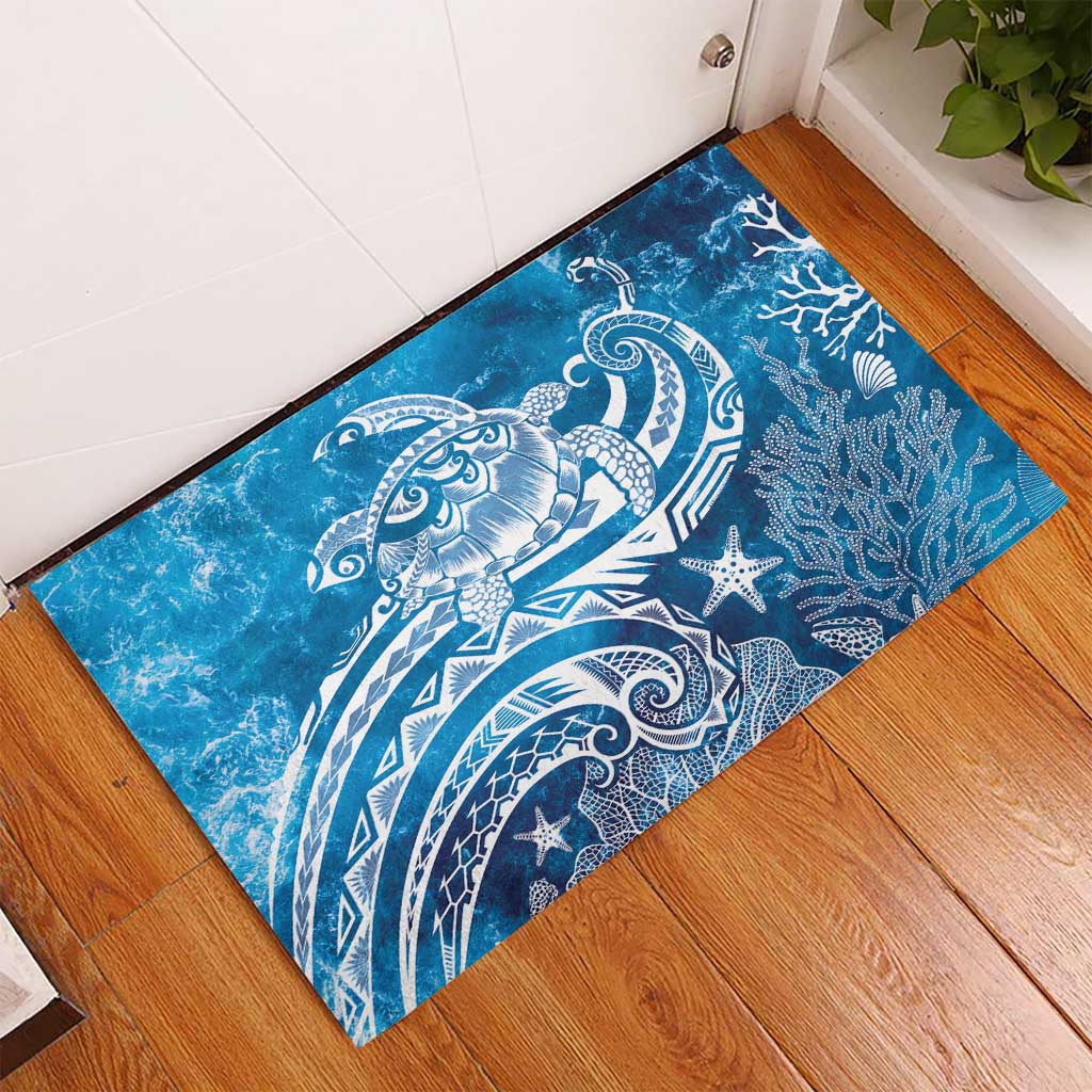 World Ocean Day Polynesian Pattern Rubber Doormat Crystal Waves