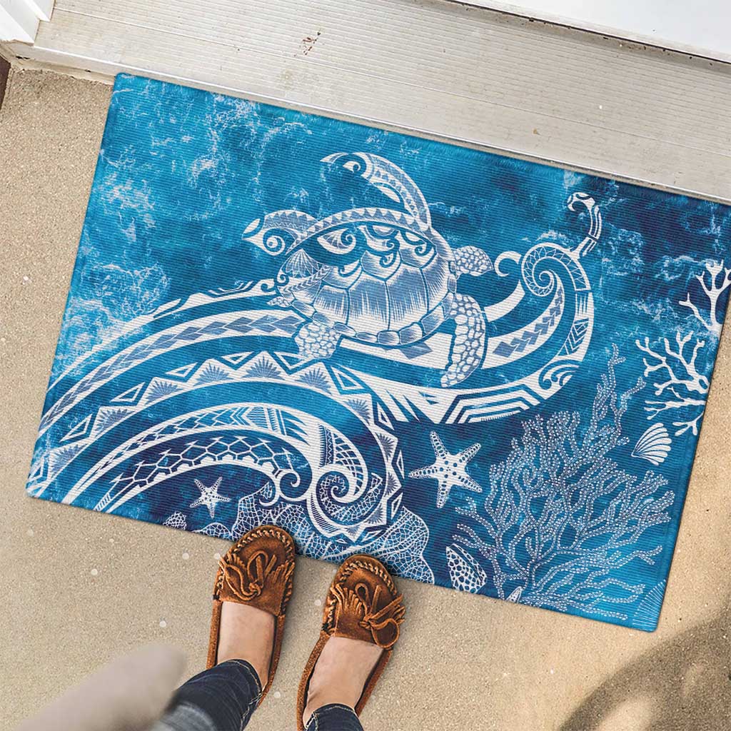 World Ocean Day Polynesian Pattern Rubber Doormat Crystal Waves