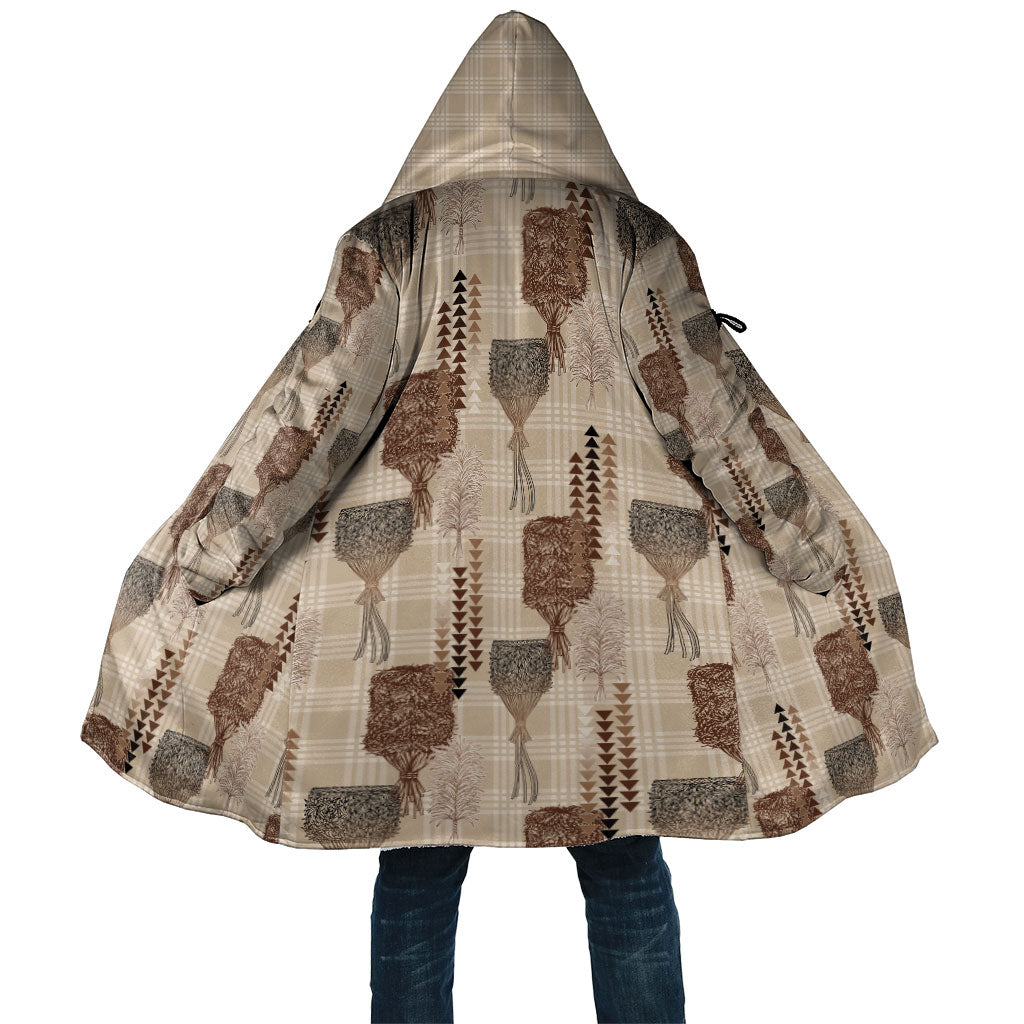 Aloha Hawaii Vintage Kahili Pa'a Lima Cloak Palaka Print Cozy Beige LT7 Unisex Beige - Polynesian Pride