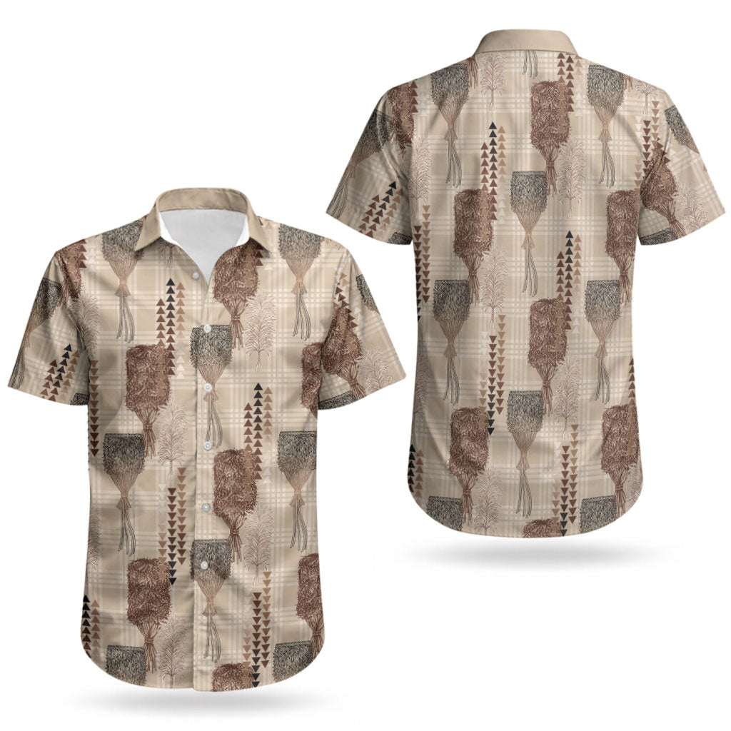 Aloha Hawaii Vintage Kahili Pa'a Lima Couples Matching Off Shoulder Maxi Dress and Hawaiian Shirt Palaka Print Cozy Beige