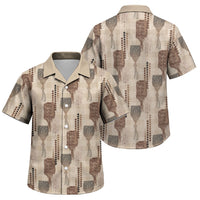Aloha Hawaii Vintage Kahili Pa'a Lima Family Matching Short Sleeve Bodycon Dress and Hawaiian Shirt Palaka Print Cozy Beige