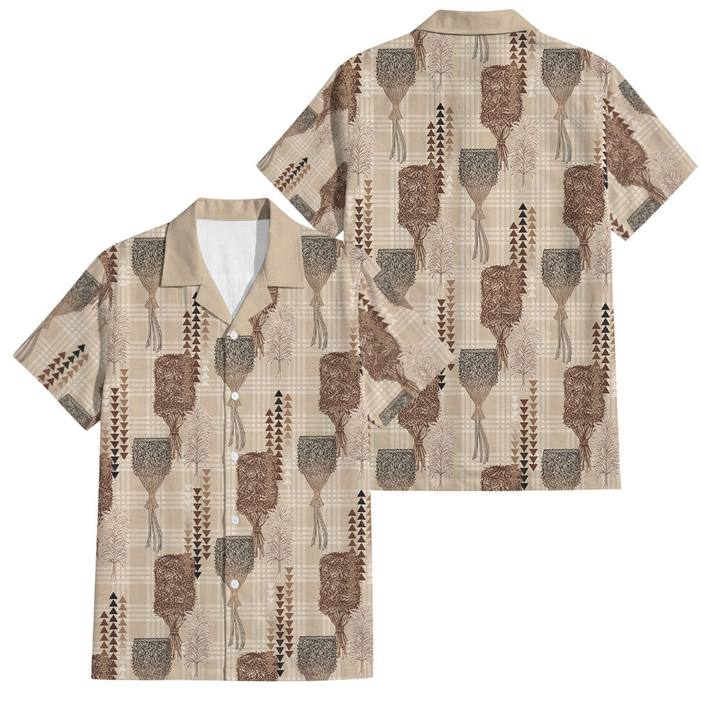 Aloha Hawaii Vintage Kahili Pa'a Lima Family Matching Tank Maxi Dress and Hawaiian Shirt Palaka Print Cozy Beige