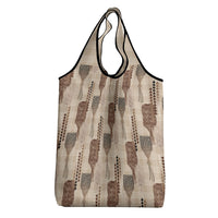 Aloha Hawaii Vintage Kahili Pa'a Lima Grocery Bag Palaka Print Cozy Beige