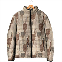 Aloha Hawaii Vintage Kahili Pa'a Lima Padded Jacket Palaka Print Cozy Beige