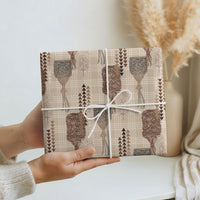 Aloha Hawaii Vintage Kahili Pa'a Lima Wrapping Paper Palaka Print Cozy Beige