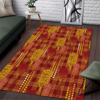 Aloha Hawaii Vintage Kahili Pa'a Lima Area Rug Palaka Print Hilo Royal Red-Yellow