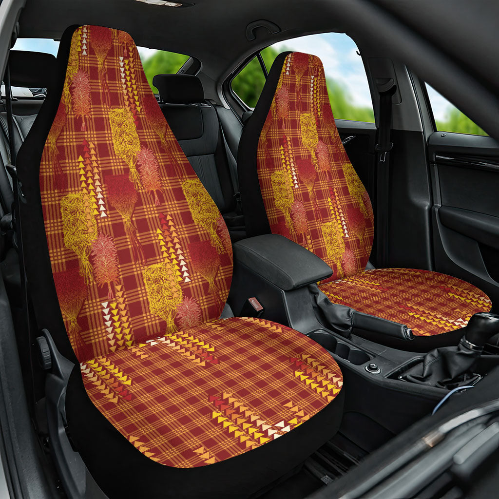 Aloha Hawaii Vintage Kahili Pa'a Lima Car Seat Cover Palaka Print Hilo Royal Red-Yellow LT7 One Size Red - Polynesian Pride