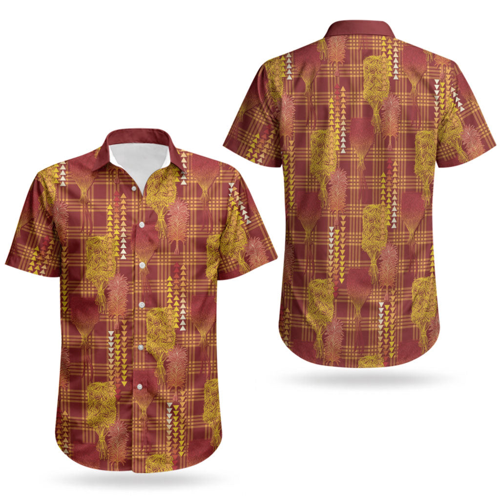 Aloha Hawaii Vintage Kahili Pa'a Lima Couples Matching Tank Maxi Dress and Hawaiian Shirt Palaka Print Hilo Royal Red-Yellow