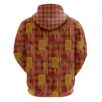 Aloha Hawaii Vintage Kahili Pa'a Lima Hoodie Palaka Print Hilo Royal Red-Yellow
