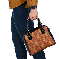 Aloha Hawaii Vintage Kahili Pa'a Lima Shoulder Handbag Palaka Print Hilo Royal Red-Yellow