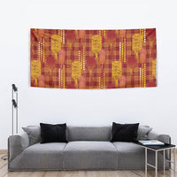 Aloha Hawaii Vintage Kahili Pa'a Lima Tapestry Palaka Print Hilo Royal Red-Yellow