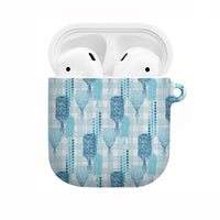 Aloha Hawaii Vintage Kahili Pa'a Lima AirPods Case Palaka Print Oceanic Turquoise