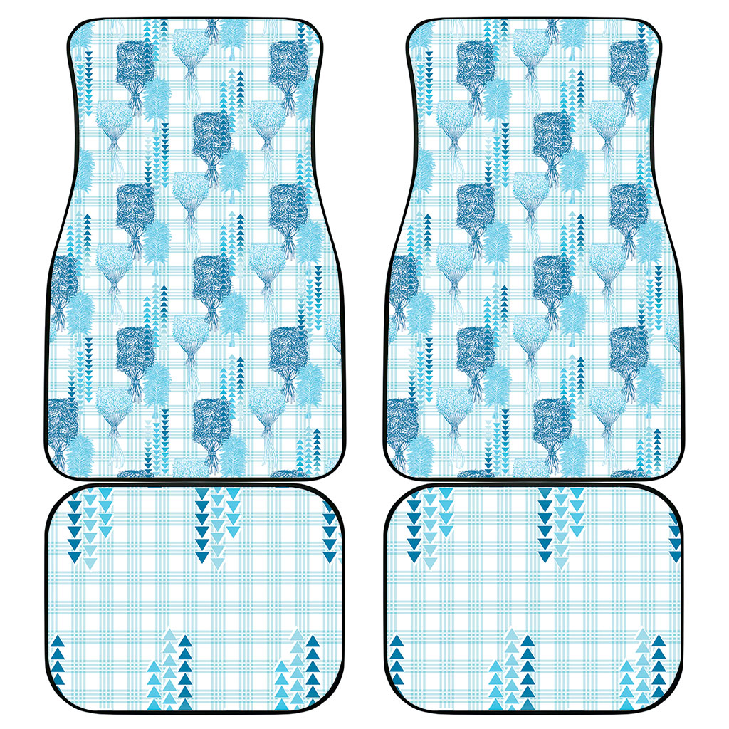 Aloha Hawaii Vintage Kahili Pa'a Lima Car Mats Palaka Print Oceanic Turquoise