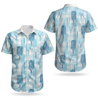 Aloha Hawaii Vintage Kahili Pa'a Lima Couples Matching Off Shoulder Short Dress and Hawaiian Shirt Palaka Print Oceanic Turquoise