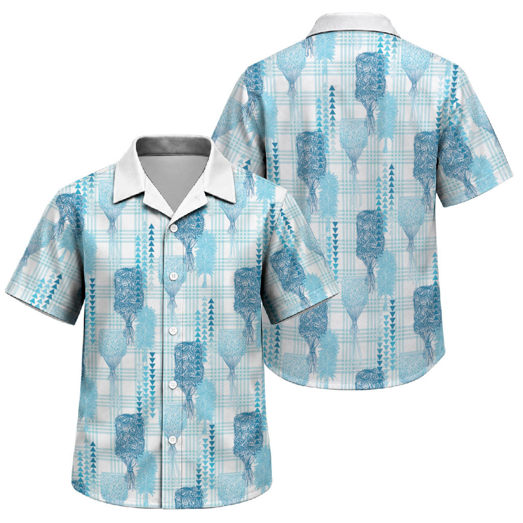 Aloha Hawaii Vintage Kahili Pa'a Lima Family Matching Summer Maxi Dress and Hawaiian Shirt Palaka Print Oceanic Turquoise
