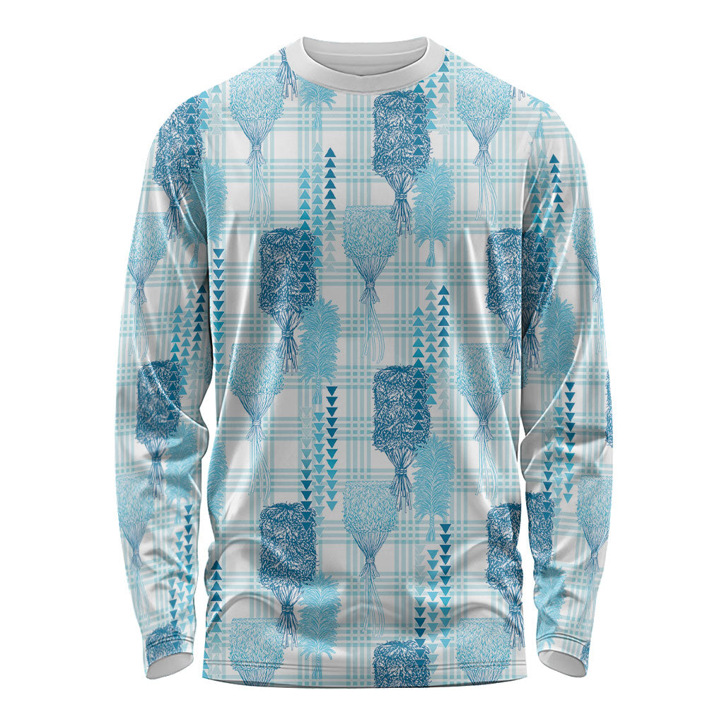Aloha Hawaii Vintage Kahili Pa'a Lima Long Sleeve Shirt Palaka Print Oceanic Turquoise
