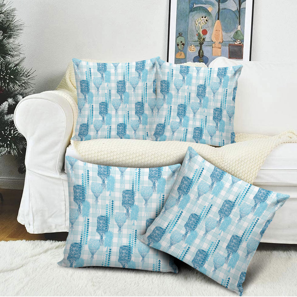 Aloha Hawaii Vintage Kahili Pa'a Lima Pillow Cover Palaka Print Oceanic Turquoise