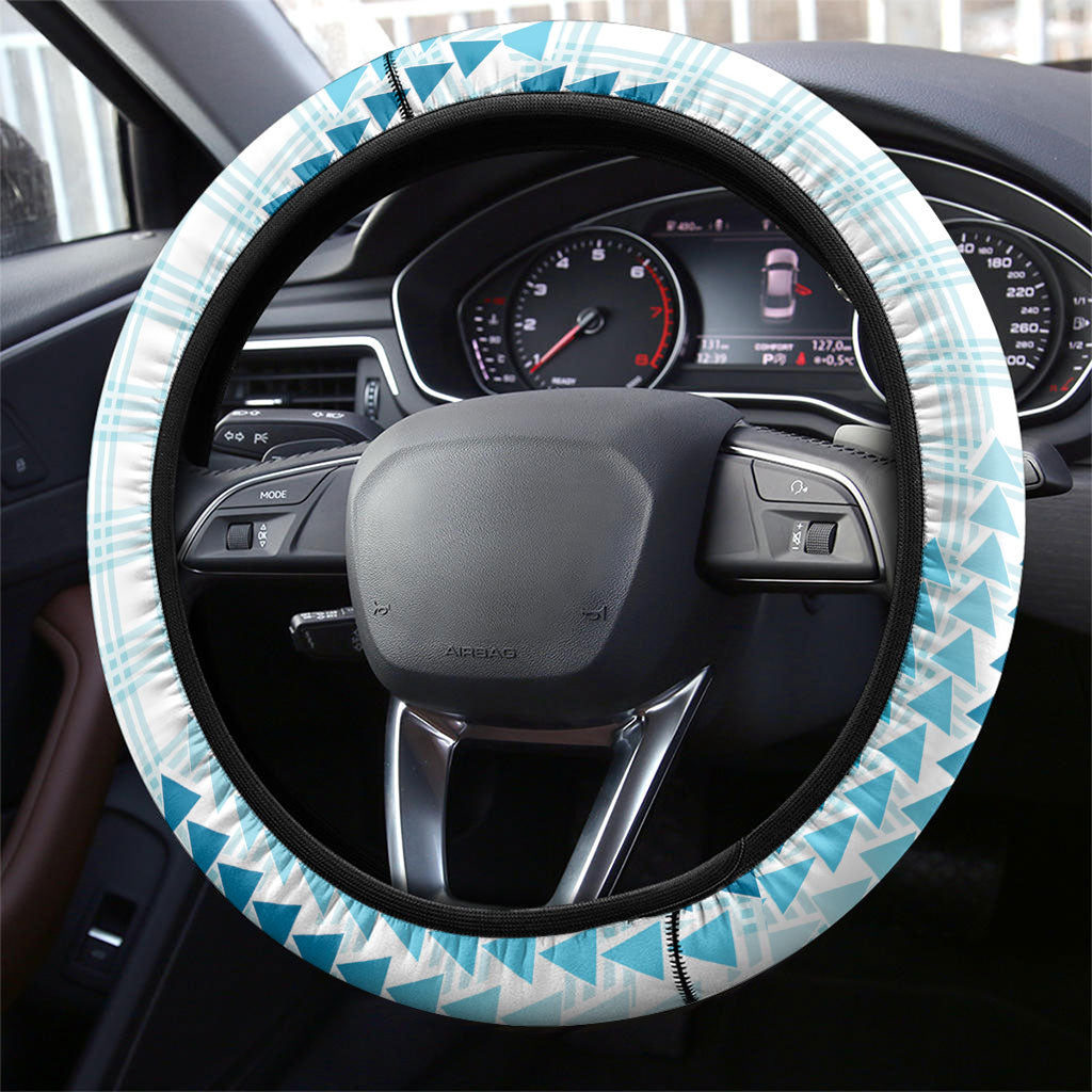 Aloha Hawaii Vintage Kahili Pa'a Lima Steering Wheel Cover Palaka Print Oceanic Turquoise