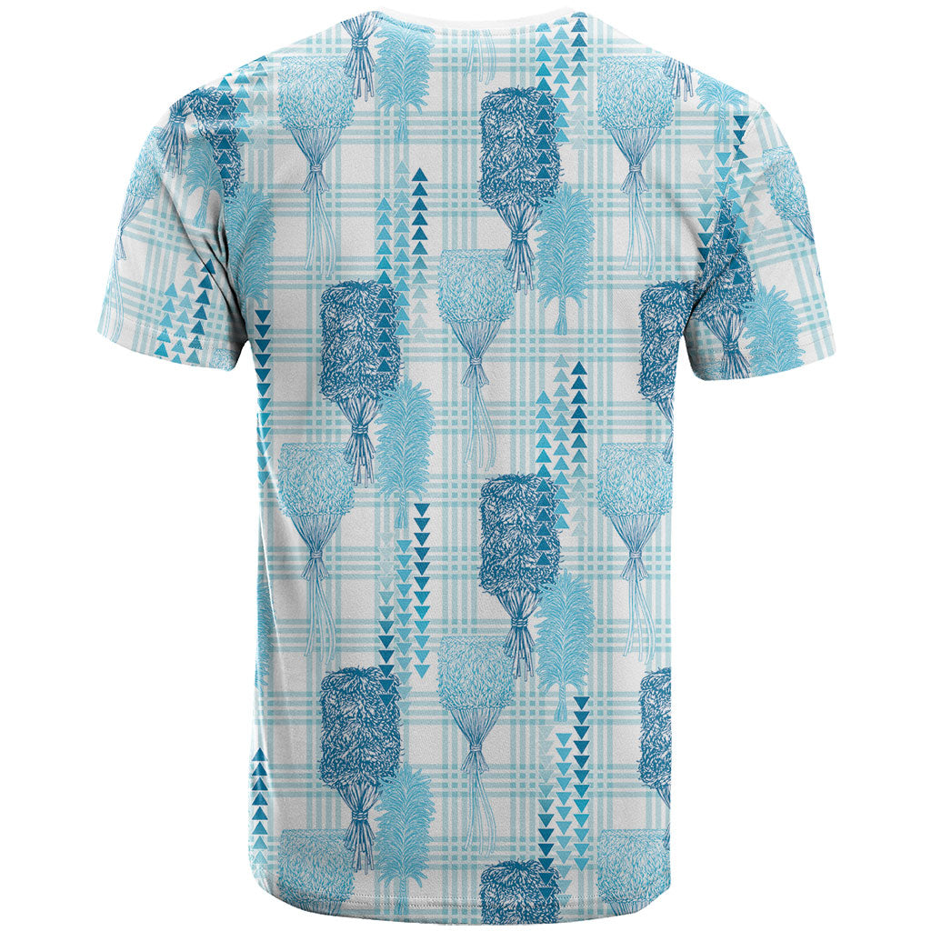 Aloha Hawaii Vintage Kahili Pa'a Lima T Shirt Palaka Print Oceanic Turquoise
