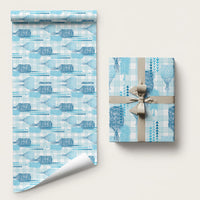 Aloha Hawaii Vintage Kahili Pa'a Lima Wrapping Paper Palaka Print Oceanic Turquoise