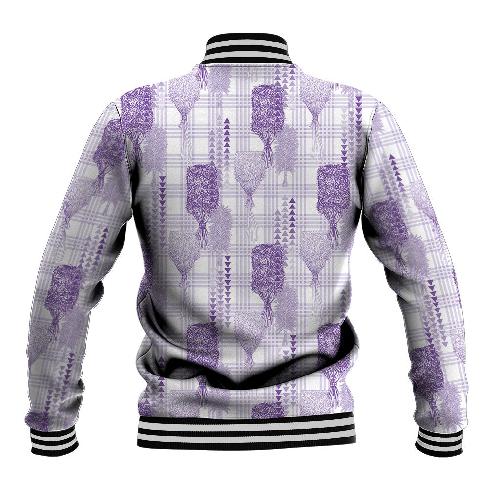 Aloha Hawaii Vintage Kahili Pa'a Lima Baseball Jacket Palaka Print Pastel Lavender