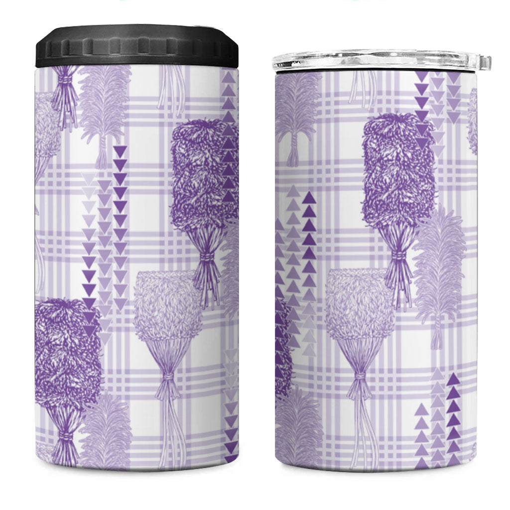 Aloha Hawaii Vintage Kahili Pa'a Lima 4 in 1 Can Cooler Tumbler Palaka Print Pastel Lavender LT7 One Size: 16 oz Lavender - Polynesian Pride