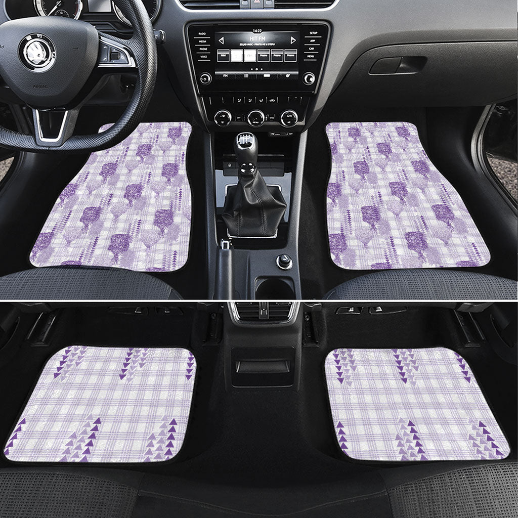 Aloha Hawaii Vintage Kahili Pa'a Lima Car Mats Palaka Print Pastel Lavender