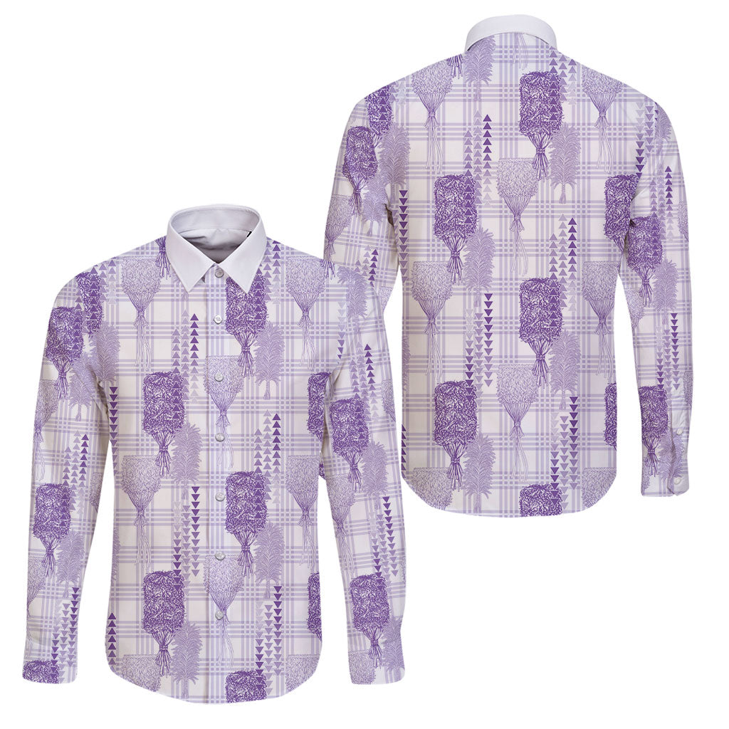 Aloha Hawaii Vintage Kahili Pa'a Lima Family Matching Off Shoulder Maxi Dress and Hawaiian Shirt Palaka Print Pastel Lavender