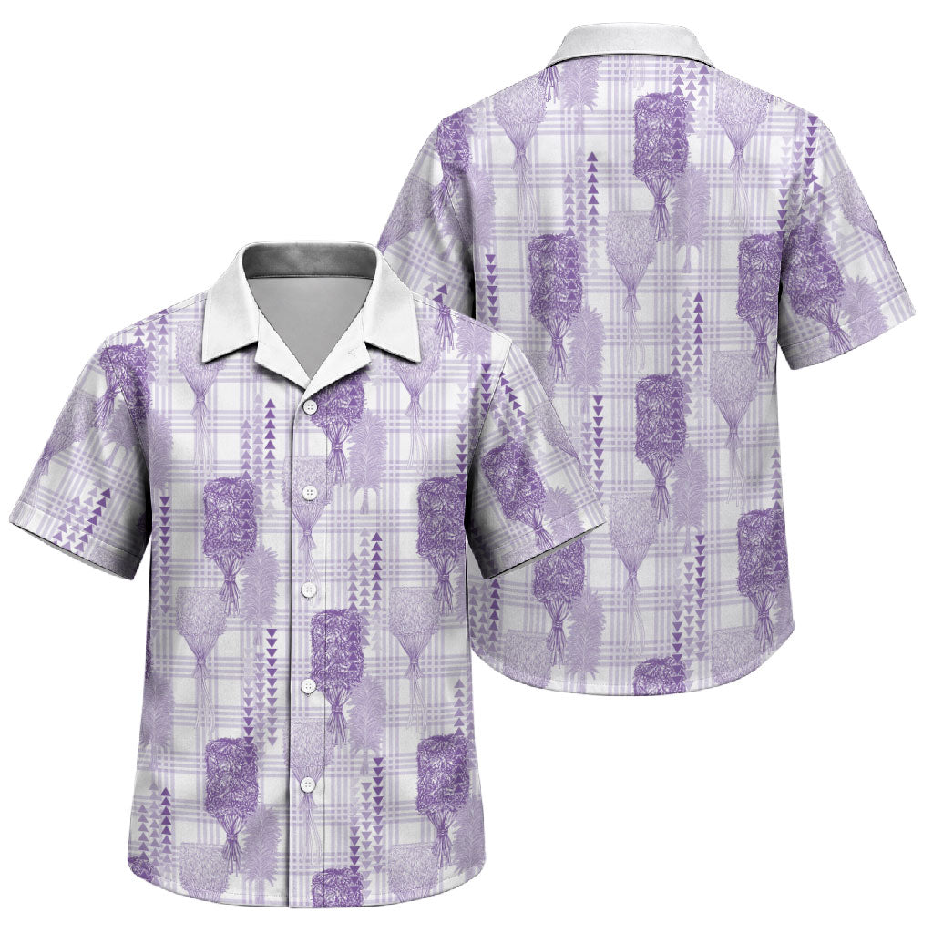 Aloha Hawaii Vintage Kahili Pa'a Lima Family Matching Tank Maxi Dress and Hawaiian Shirt Palaka Print Pastel Lavender