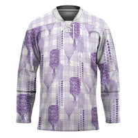 Aloha Hawaii Vintage Kahili Pa'a Lima Hockey Jersey Palaka Print Pastel Lavender
