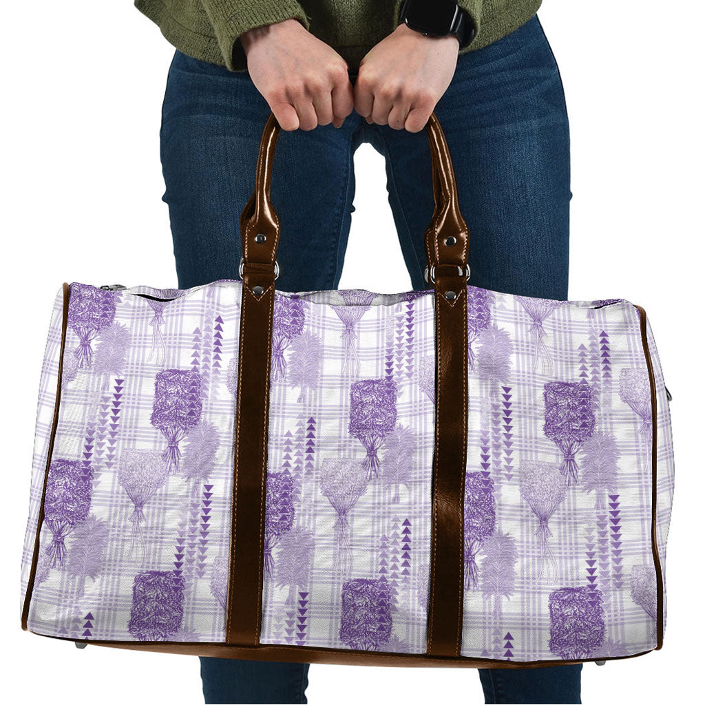 Aloha Hawaii Vintage Kahili Pa'a Lima Travel Bag Palaka Print Pastel Lavender LT7 Lavender - Polynesian Pride