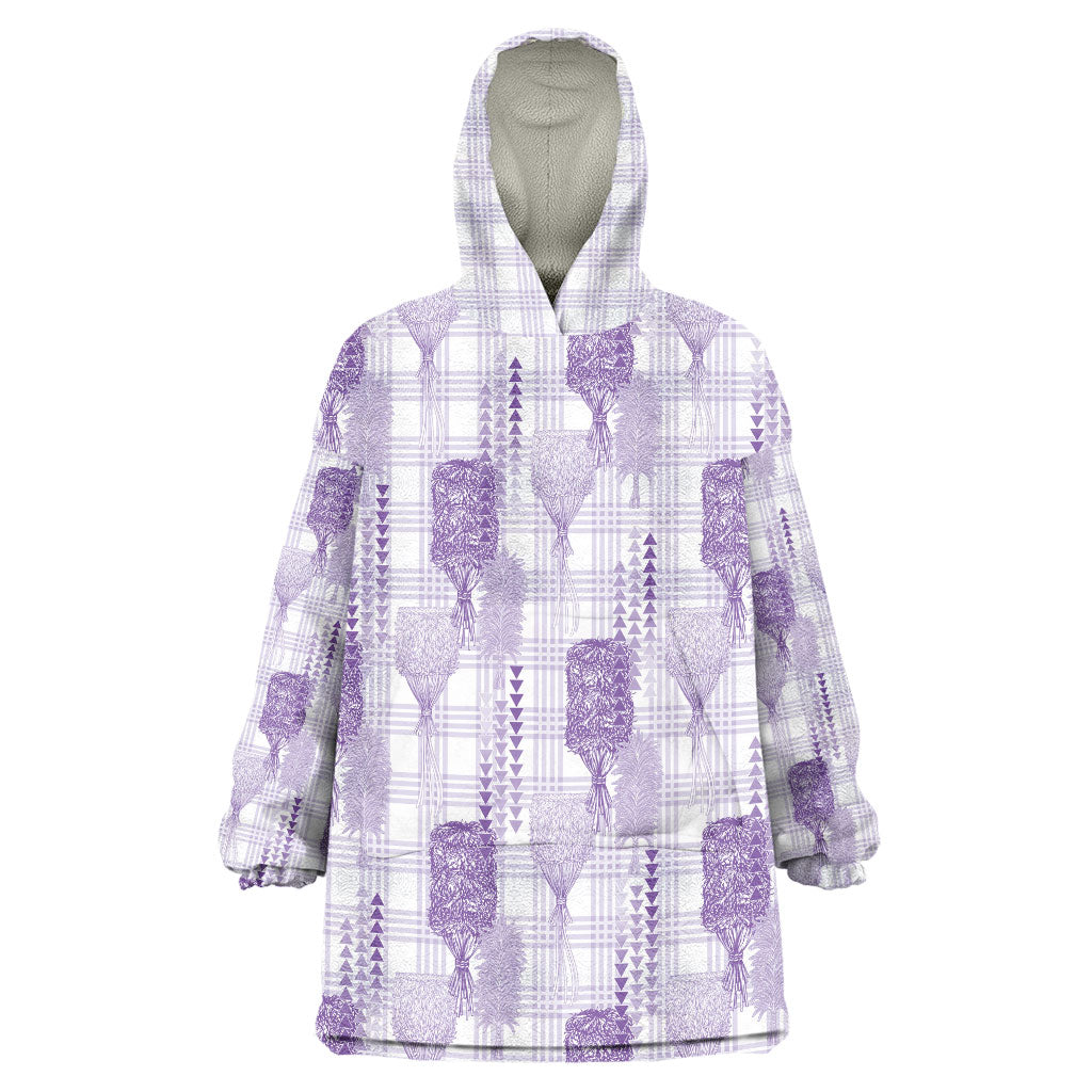 Aloha Hawaii Vintage Kahili Pa'a Lima Wearable Blanket Hoodie Palaka Print Pastel Lavender LT7 One Size Lavender - Polynesian Pride