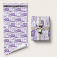 Aloha Hawaii Vintage Kahili Pa'a Lima Wrapping Paper Palaka Print Pastel Lavender