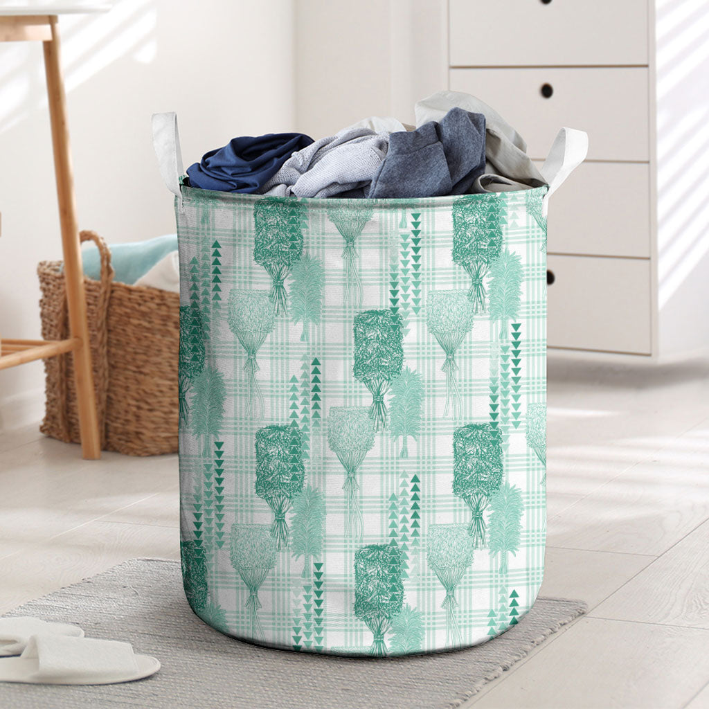 Aloha Hawaii Vintage Kahili Pa'a Lima Laundry Basket Palaka Print Mossy Teal LT7 Mossy Teal - Polynesian Pride