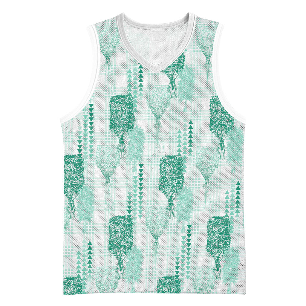 Aloha Hawaii Vintage Kahili Pa'a Lima Basketball Jersey Palaka Print Mossy Teal LT7 Unisex Mossy Teal - Polynesian Pride