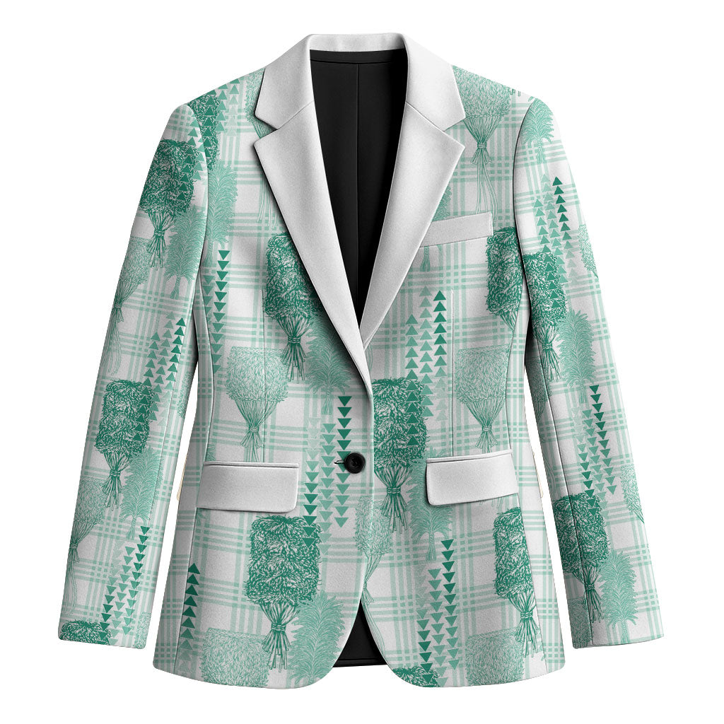 Aloha Hawaii Vintage Kahili Pa'a Lima Blazer Palaka Print Mossy Teal LT7 Unisex Mossy Teal - Polynesian Pride