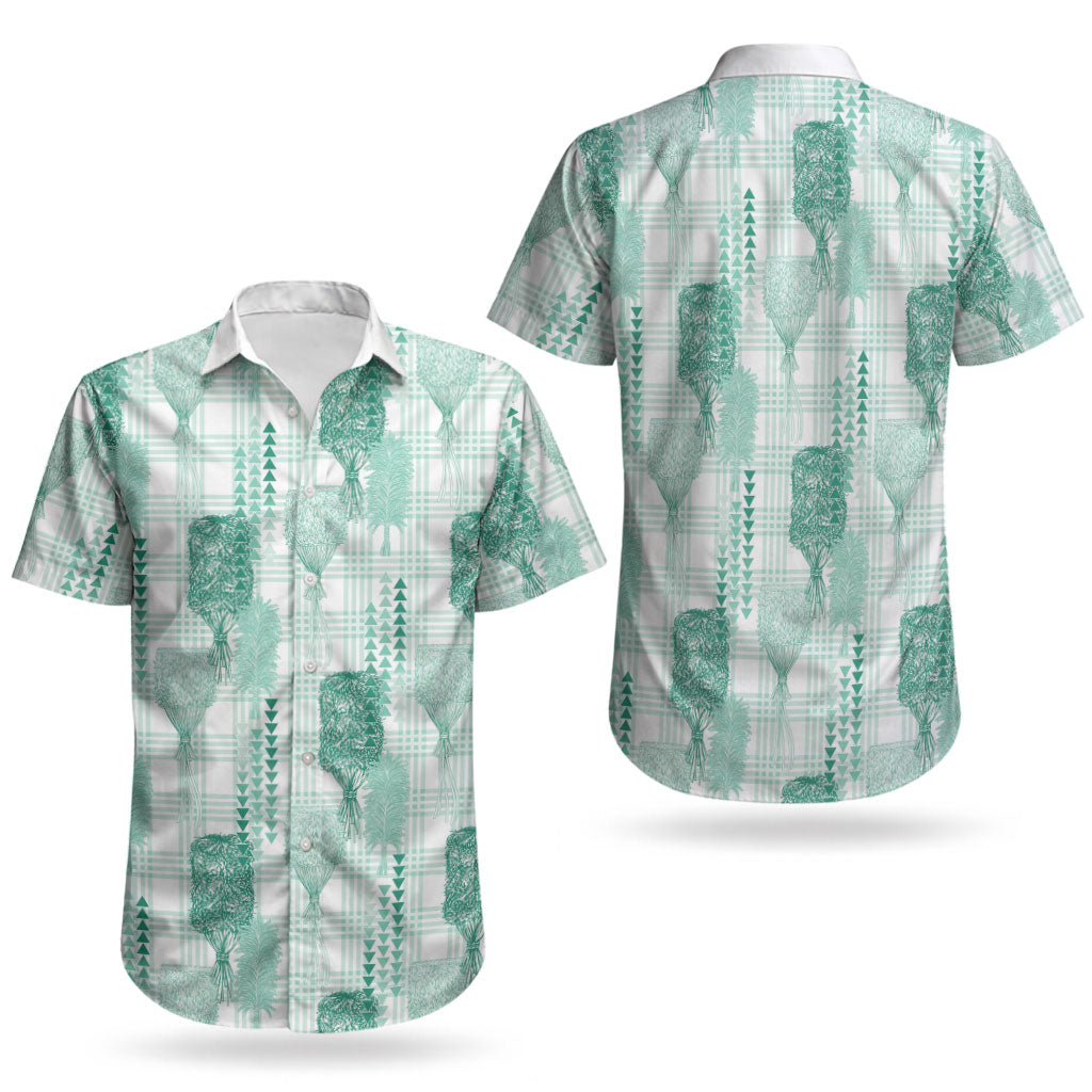 Aloha Hawaii Vintage Kahili Pa'a Lima Couples Matching Summer Maxi Dress and Hawaiian Shirt Palaka Print Mossy Teal