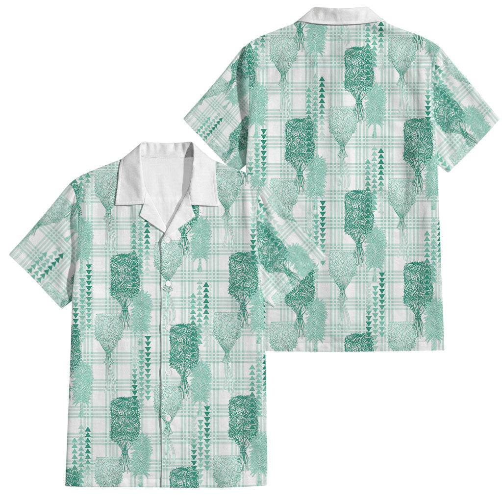 Aloha Hawaii Vintage Kahili Pa'a Lima Family Matching Mermaid Dress and Hawaiian Shirt Palaka Print Mossy Teal