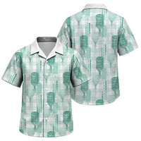 Aloha Hawaii Vintage Kahili Pa'a Lima Family Matching Off Shoulder Maxi Dress and Hawaiian Shirt Palaka Print Mossy Teal